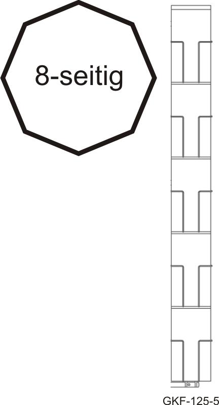 Karten-Bodenständer, 125 mm, 40 Fächer, 1-reihig, 8-seitig, silber